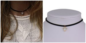 New Brand Punk Necklace Women Short Black Velvet Choker Necklaces With Triangle Faux Stone From India Christmas Gift