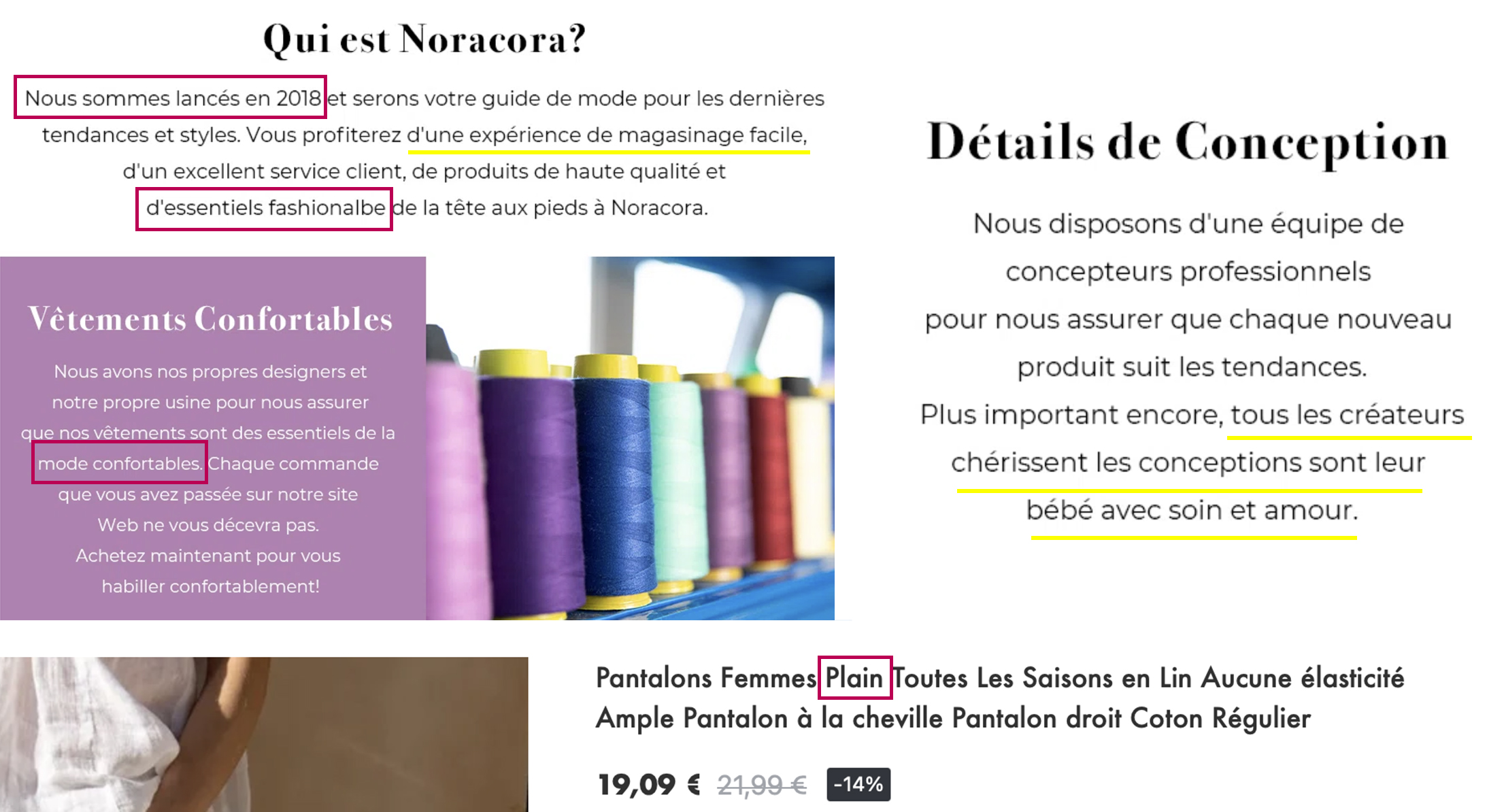 avis noracora France - fautes d'orthographe sur le site noracora